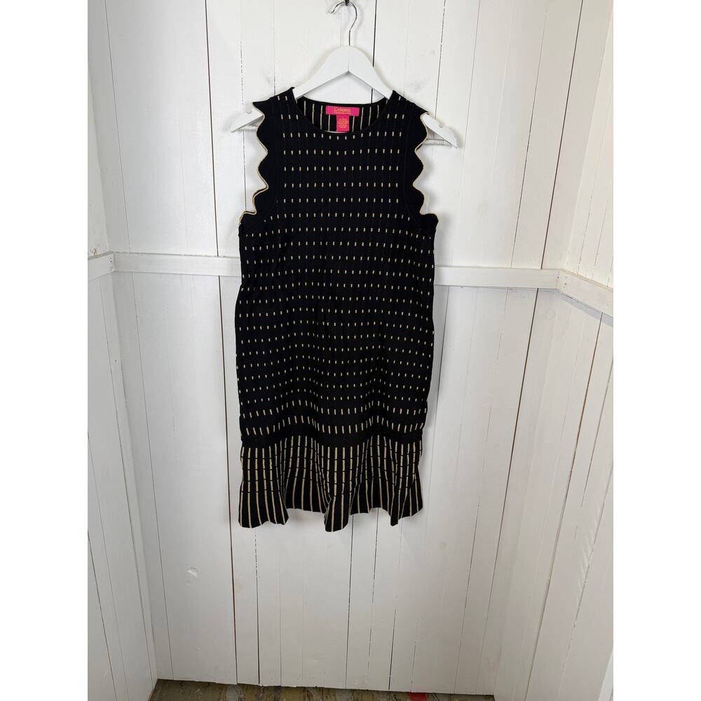 Catherine Malandrino Black Gold A-Line Dress Size L NWT